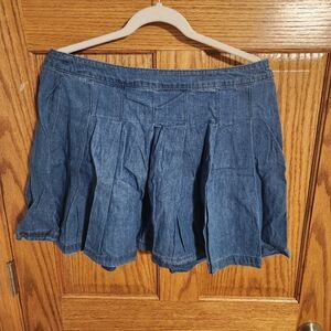 American Eagle Pleated Denim Mini Skirt